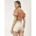 thumbnail image 2 of Moomaya Printed Viscose Rayon Top, V Neck Short Sleeves Summer Top For Women, 2 of 8