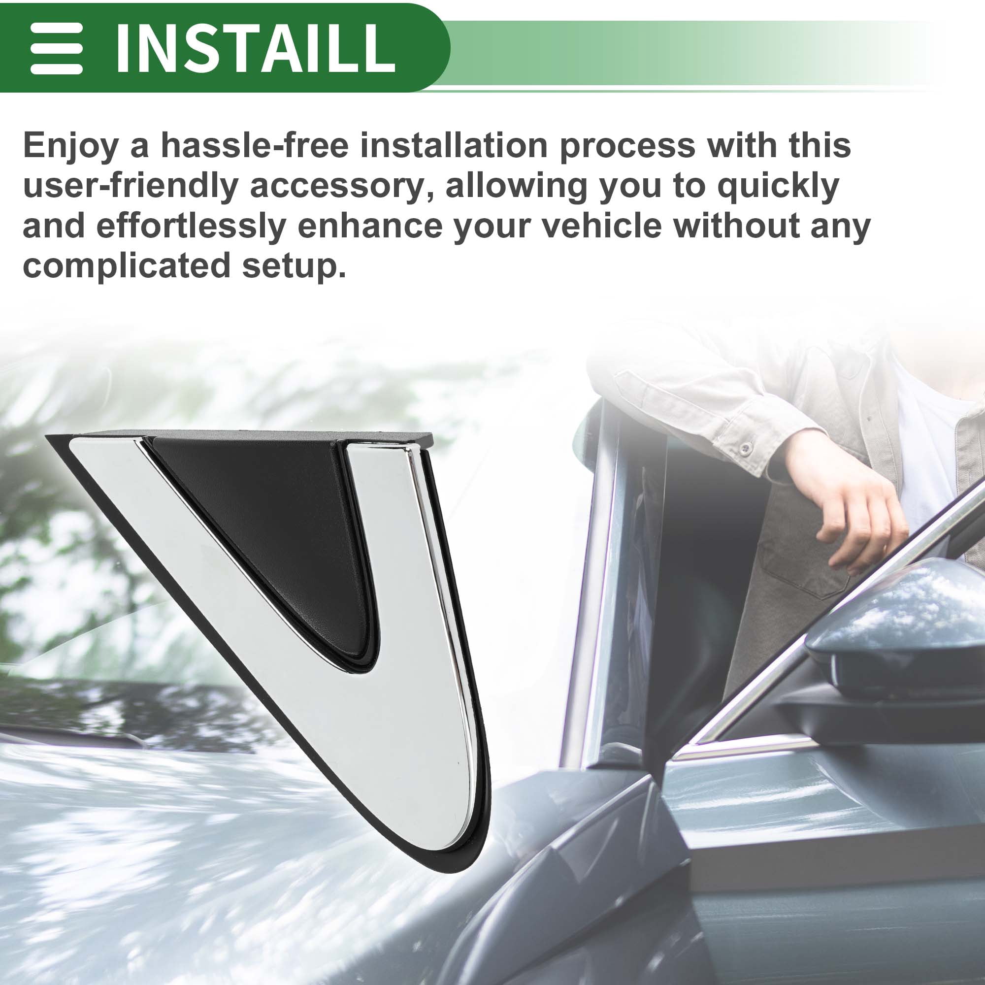 Unique Bargains Pillar Corner Triangle Trim for Chrysler 200 2015 Plastic Black Silver