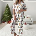 thumbnail image 2 of TTUHYWXI Women Christmas Lounge Pajama Set Satin Long Sleeve Button Down Shirt Pants Set 2 Piece Santa Print Pjs Outfits (White, XXL), 2 of 5