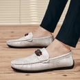 thumbnail image 6 of Men's Casual Loafers Slip On Leather Shoes Comfortable Lightweight Driving Shoes Male Moccasins Classic Penny Loafer Flats Boat Shoes Outdoor Walking Shoes, 6 of 13