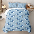 thumbnail image 2 of meiyoeat Cute Cartoon Shark Quilt Full for Boys Girls, Kawaii Underwater Animal Full Bedspread Sets, Sky Blue, 3-Piece, 2 of 7