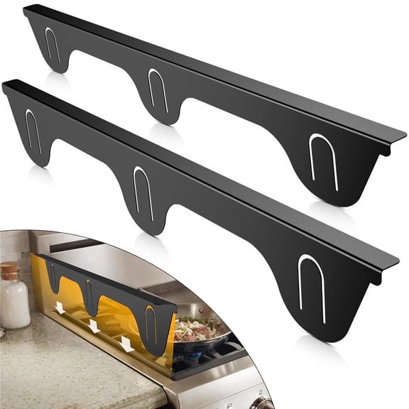 2 Pack Stainless Steel Stove Gap Covers, Stove Gap Filler for Kitchen for Kitchen, (Black, 23.4"L, 0.74" W)