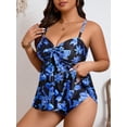 thumbnail image 4 of BERANMEY Plus Size Floral Print Tankini Swimsuits for Women Tummy Control Two Piece Swimsuits Deep V Neck Halter Bathing Suit with Swim Dress & Boyshort Size XL-5XL, 4 of 6