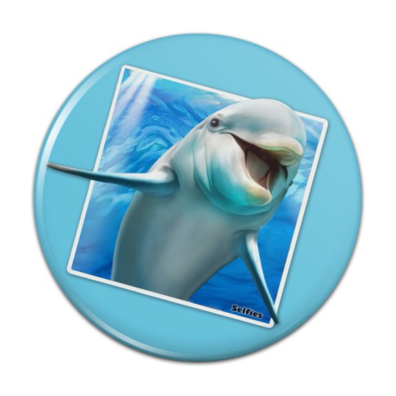 Dolphin Selfies Picture Pinback Button Pin