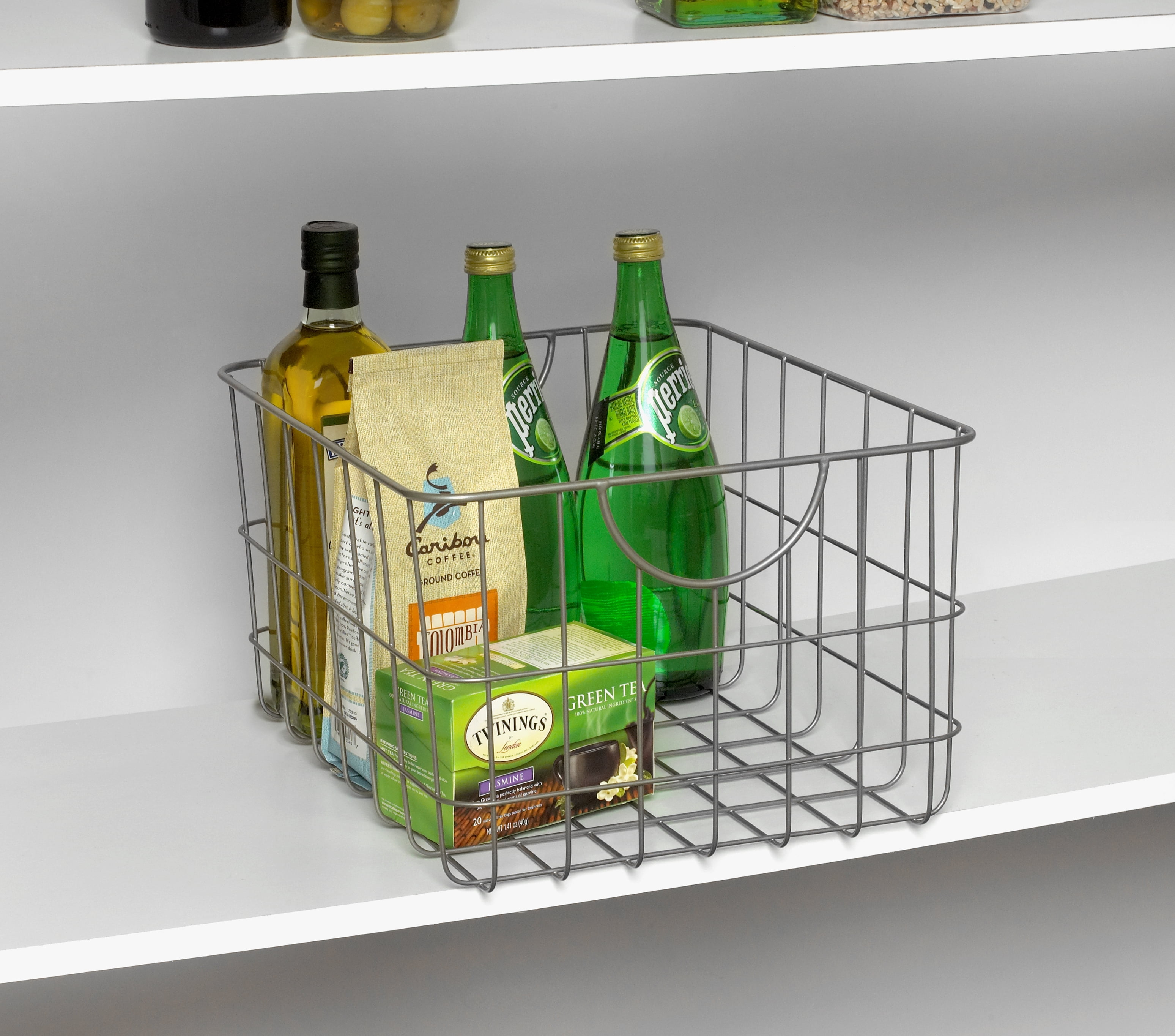 Spectrum Diversified Steel Utility Wire Storage Basket with Curved Easy Grab Handles, Satin Nickel