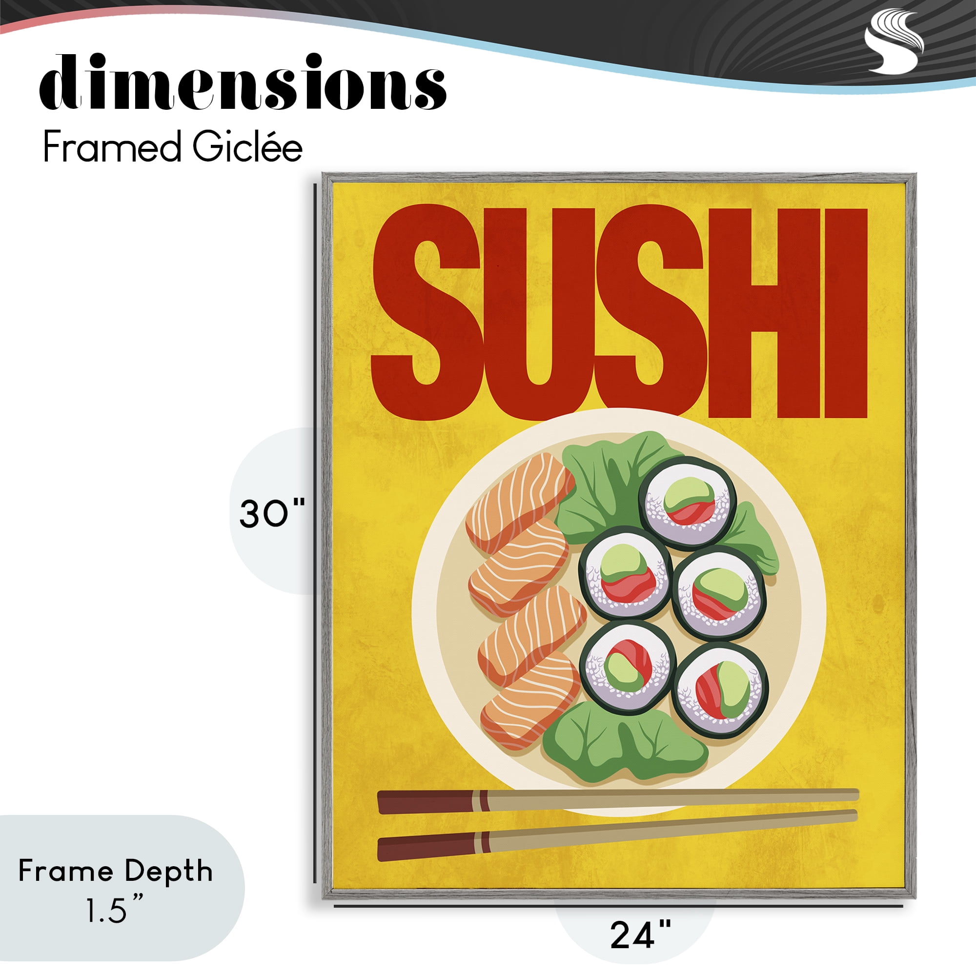 Stupell Industries Bright Sushi & Chopsticks Gray Framed Giclee Art, design by Marcus Prime