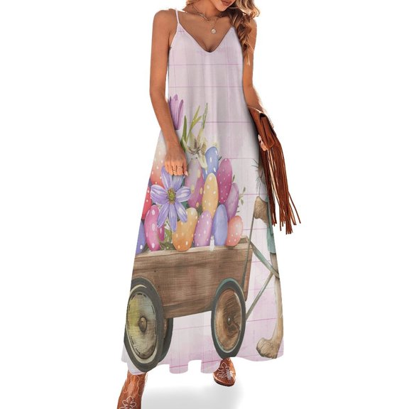 Easter Bunnies Rabbits Fine Art Sleeveless Dress Summer Dress Woman 2025