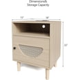 thumbnail image 2 of Rattan Nightstand Set of 2 with Charging Station, Boho End Table, Side Table with USB Ports & Power Outlets，1 Storage and Solid Wooden Legs for Bedroom, Living Room, 2 of 5