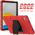 thumbnail image 2 of Elehold Hybrid  Heavy Duty Rugged  Case Compatible with iPad 10th Gen 10.9" (2022),Hard PC+Soft TPU with Built-in Hidden Kickstand Shockproof Double Protection Case Cover,Red, 2 of 9