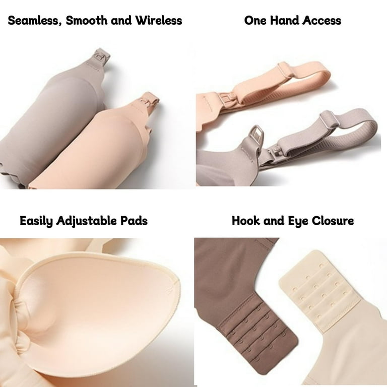 Momcozy Nursing Bras for Breastfeeding, FB016 Jelly Strip Support Comfort  Maternity Bra, Full-Coverage Seamless Wireless Bra Almond at  Women's  Clothing store