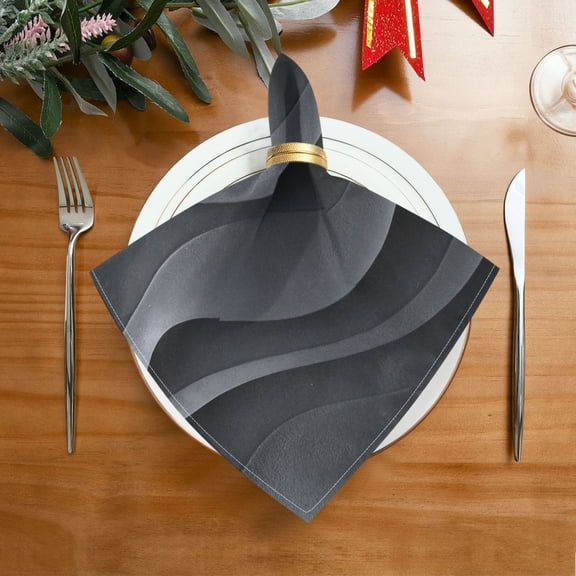 1 Pack 20'' x20" Satin Table Napkins Dinner Napkins for wedding Party Decoration events Dark Gray Wave Pattern