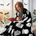 thumbnail image 4 of Halloween Throw Blankets Funny Ghost Cute Halloween Spooky Black and White Throw Blanket Lightweight Cozy Flannel Blanket for Couch Sofa Bed Home Decorations 60"X50", 4 of 8