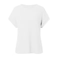 thumbnail image 4 of CHUOU T Shirts for Women Trendy Summer Short Sleeve Solid Color Plain Textured Round Neck T Shirts Modern Top, 4 of 5