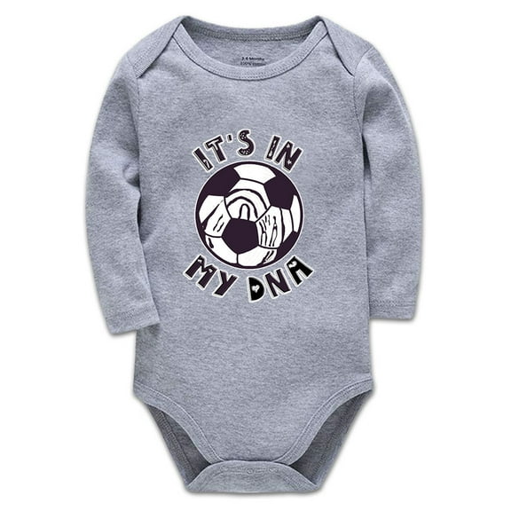 YCICIVDee Its in My DNA Baby Newborn Bodysuit Soccer Infant Baby Jumpsuit Rompers 0-3 Months Grey Long Sleeve