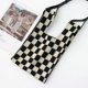 thumbnail image 4 of Gebreide Dambord Dames Handtas Tote Portemonnee voor Reizen Dames Meisjes Blanco negro Colcomx Bolsos de hombro para mujer, 4 of 7