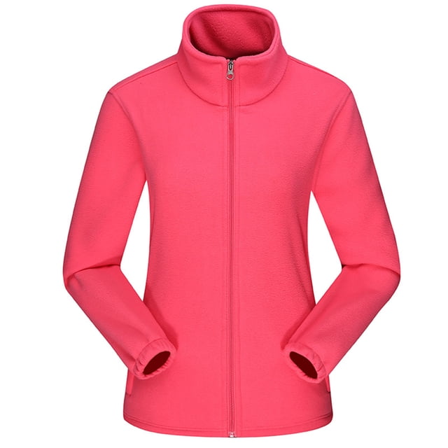 LSLJS Men's and Women's Fleece Winter Breathable Windproof Cardigan Jacket with Warm Tank( Hot Pink, XXL)