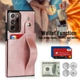thumbnail image 3 of Dteck for Samsung Galaxy Note 20 Ultra Slim Case, Shockproof Premium PU Leather Soft TPU Business Cover with Wrist Strap Kickstand Flip Stand Protection Case, rosegold, 3 of 7