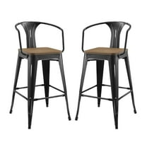 Modway Promenade Bar Stool Set of 2 in Black