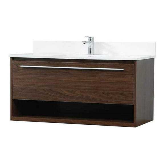 40 inch single bathroom vanity in walnut with backsplash