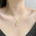thumbnail image 4 of 14K Gold Chinese Fu Pendant Necklace, Rectangular Natural Jade Charm, Elegant Jewelry Gift for Women, 4 of 5