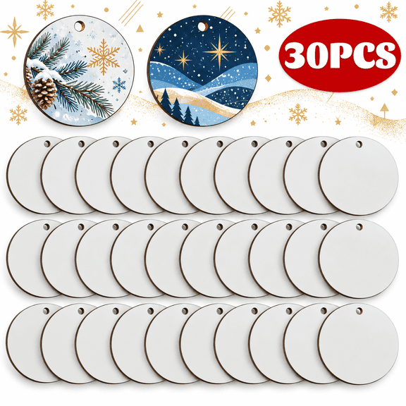 Round Sublimation Ornament Blanks for Christmas Tree Decor and DIY Crafts 3" 30 Pcs