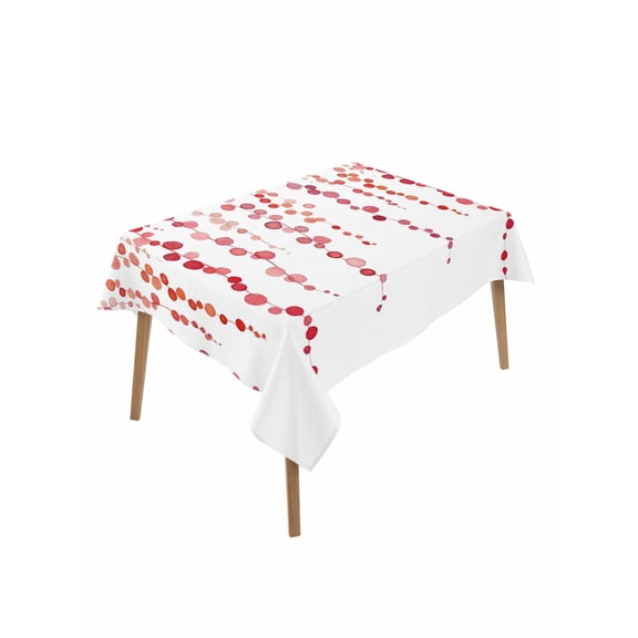 Red Polka Dots Table Cloth, Waterproof Tablecloth for Rectangle Tables, Vintage Abstract Art Watercolor Reusable Washable Fabric Table Cover for Restaurant Kitchen Dining Tables 52"x70"