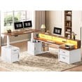 thumbnail image 3 of 76.8" x 72.8" Farmhouse L Shaped Electric Standing Desk with 3 Drawers and Storage Cabinet, 3 of 8