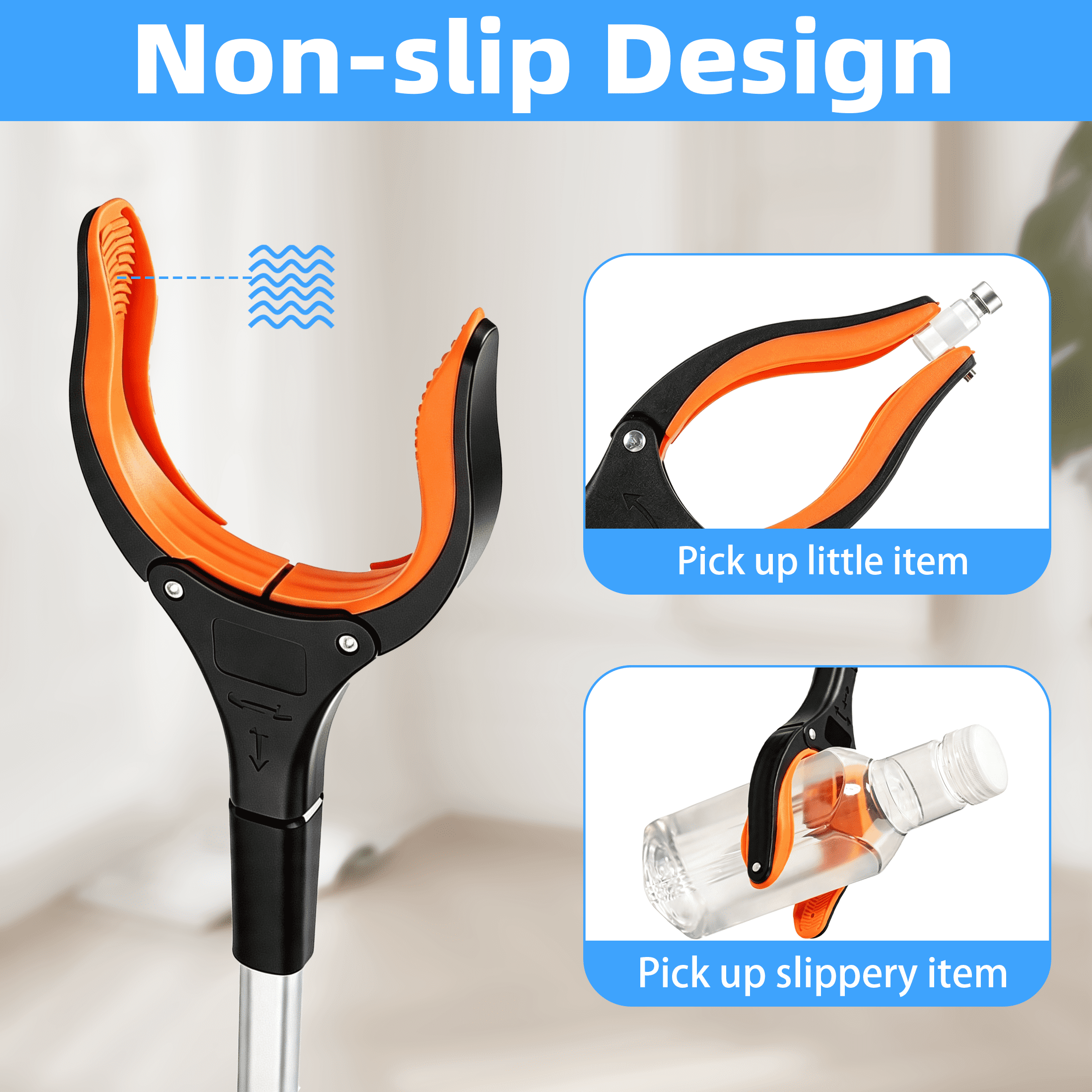 2 Pack Foldable Grabber Reacher Tool, 32.67 Inch Litter Pick Up Tool with 360° Rotating Jaw, Non‑Slip Trash Picker Upper Tool for Outdoor Litter, Hard‑to‑Reach Items
