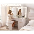 thumbnail image 6 of Papajet 47.2" Fluted Vanity Desk with Large Mirror and Adjustable LED Lights, 7 Drawers Makeup Table with Glass Top and Charging Station, White, 6 of 9