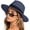 Navy, variant on Wide Brim Straw Fedora Sun Hat with Black Band Lightweight Packable Summer Panama Hat for UV Protection - Khaki