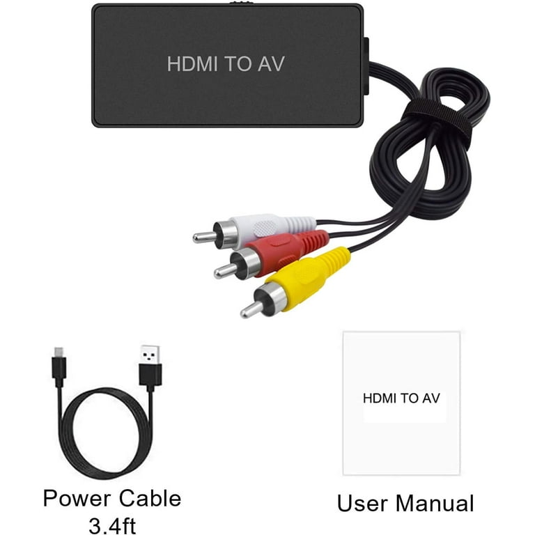 Dingsun RCA to HDMI Converter, Composite to HDMI Converter, AV to HDMI  Adapter (Male AV to hdmi Converter)