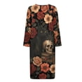 thumbnail image 5 of Xoenoiee Cat Skull Spider Web Rose Flower Print Women's Zipper Robes Halloween Long Sleeves Bathobe Soft House Coat Sleepwear Full Length Loungewear with Pockets, M, 5 of 6