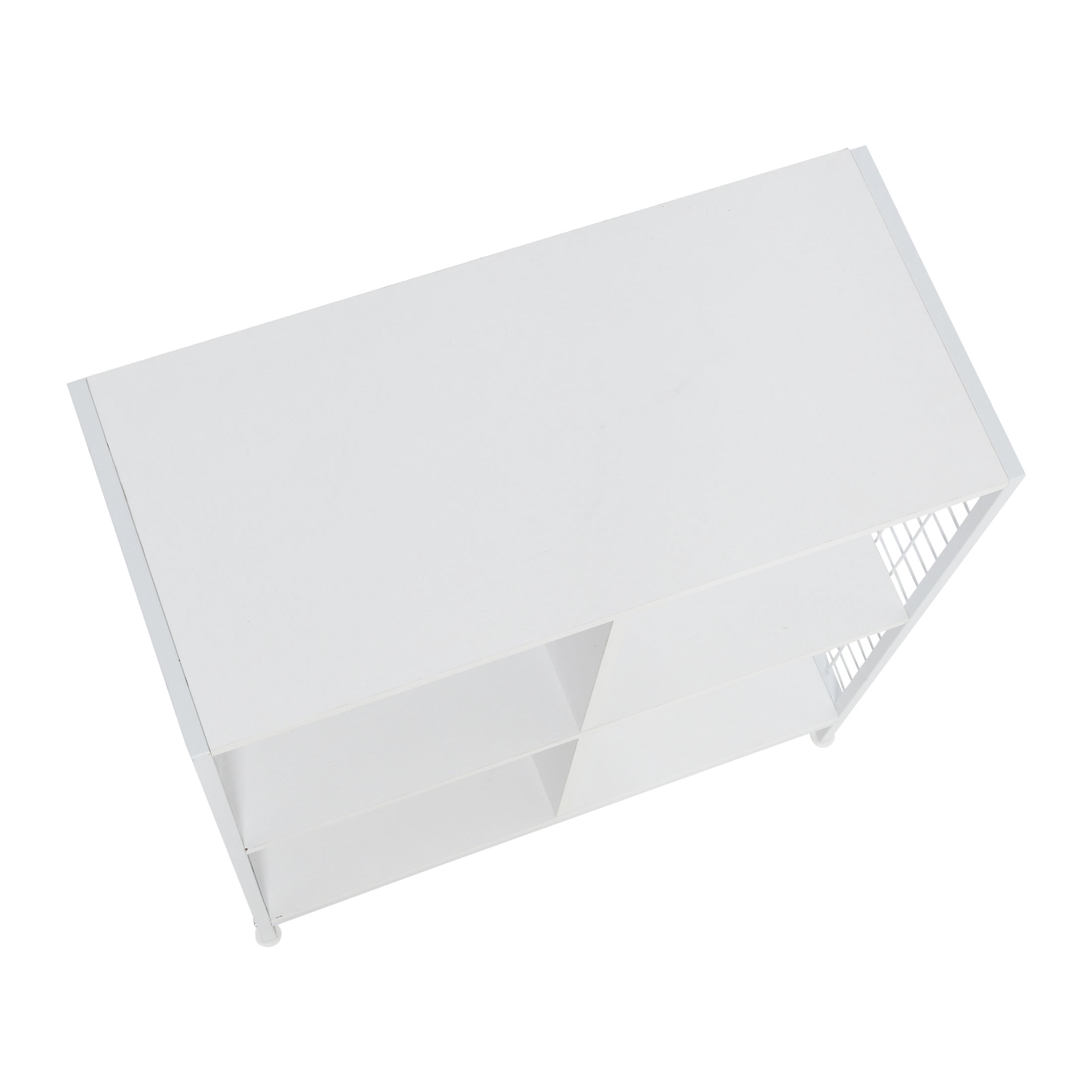 Household Essentials Trellis Open Storage Bookshelf with 4 Cube Compartments Scandinavian White and White Metal