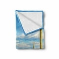 thumbnail image 2 of Saguaro Soft Flannel Fleece Throw Blanket, Floral Cactus Catching the Last Sunrays Day Long Life Western Plant Print, Cozy Plush for Indoor and Outdoor Use, 60" x 80", Yellow Blue Green, by Ambesonne, 2 of 6
