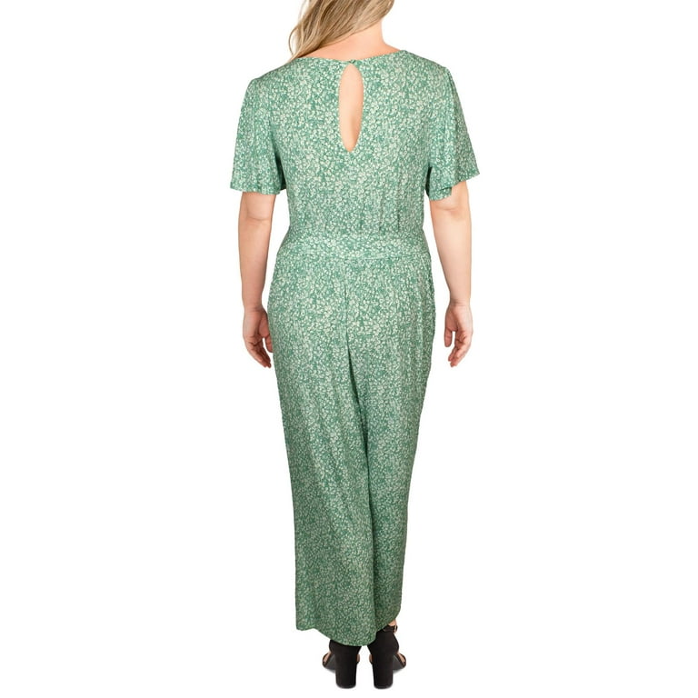 1.STATE Womens Floral Jumpsuit Green 2X