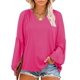 thumbnail image 1 of Blusa Eytino para mujer, talla grande, verano, cuello en V, gasa, 3X Rose, 1 of 6