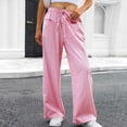 thumbnail image 3 of Zuesphe Womens Striped Gingham Palazzo Pants Wide Leg High Waisted Lounge Pajama Pants Cute Casual Trousers with Pockets, 3 of 6