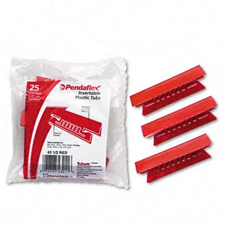 - Pendaflex 43-1/2-RED Hanging File Folder Tabs- 1/3 Tab- 3 1/2 in- Red Tab/White Insert- 25/Pack