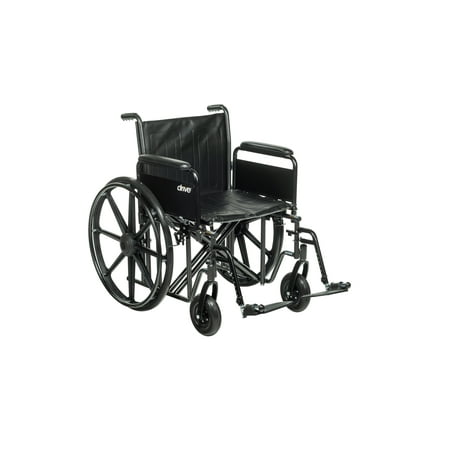 Drive Medical Sentra EC Heavy Duty Wheelchair, Detachable Full Arms, Swing away Footrests, 22" Seat
