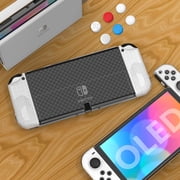 Dockable Hard PC Protective Case for Nintendo Switch OLED Model (2021).  with Comfortable TPU Joy-Con Grip Covers and 6 Thumb Stick Caps. Offers 360° Protection, Shock Absorption