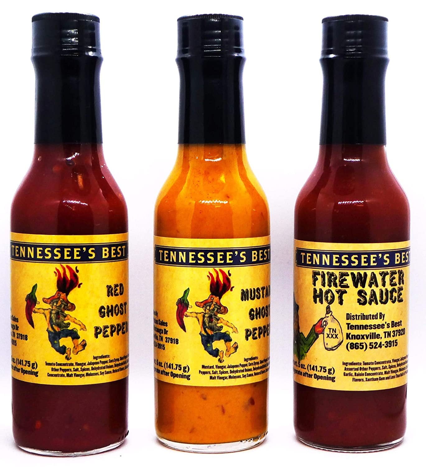 Tennessee's Best Hot Sauce Sampler 3 Pack Includes Red Ghost Pepper