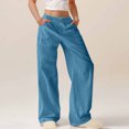 thumbnail image 2 of QATAINLAV Women's Summer Linen Palazzo Pants Loose Fit Flowy High Waisted Wide Leg Pants Solid Casual Long Beach Pants with Pockets Blue L 90% off Clearance Sale, 2 of 9