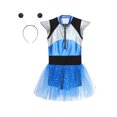 thumbnail image 5 of Aislor Shiny Metallic Alien Dress for Girls with Hair Hoop Cap Sleeve Sequins Zipper Robot Dress Blue 12, 5 of 7