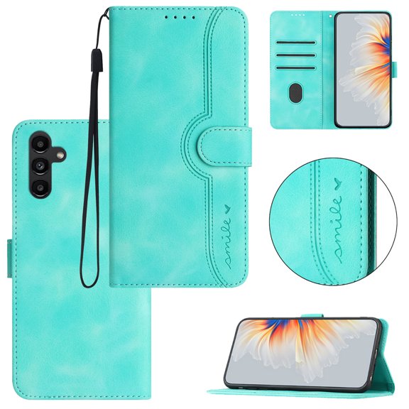 Wallet Case for Samsung A14 5G, with Card Slots [RFID Blocking],Durable Flip Folio Kickstand Magnetic Closure Leather Wallet Wrist Strap Women Men Case for Samsung Galaxy A14 5G, Green