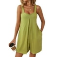 thumbnail image 3 of Deago Women's Summer Casual Sleeveless Romper Loose Overalls Shorts Jumpsuit with Pockets Beach Vacation Outfits (Green, L), 3 of 10