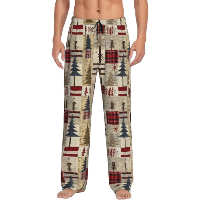 Balery Rustic Plaid Forest Lodge Pantalones de pijama para hombre, pijama ultraligero, pantalón de descanso-Medium
