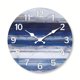 thumbnail image 1 of Reloj de pared de madera de playa rural - Reloj de pared con diseño vintage de veta de madera azul, circular y silencioso, 1 of 6