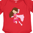 thumbnail image 4 of Inktastic Superhero Girl, Cute Girl, Brown Hair, Pink Cape Girls Long Sleeve Baby Bodysuit, 4 of 5
