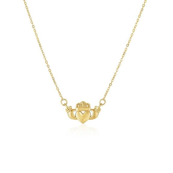 14k Yellow Gold Pendant with Claddagh Symbol 17 in