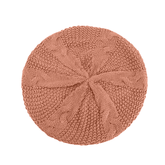 Knitted Beret Beanie Hat - Camel